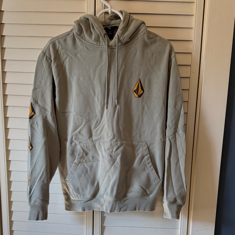 Volcom Men’s Light Green Hoodie with Logo Accents Med USED